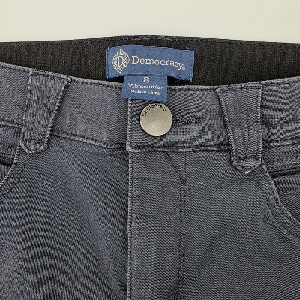 Democracy "Ab"Solution Women‎ Size 8 Grey Flat Front Pants Casual Stretch Staple